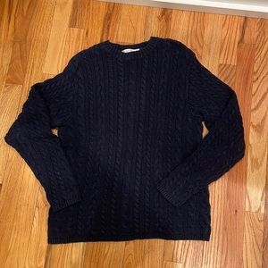Navy blue cotton cable knit sweater